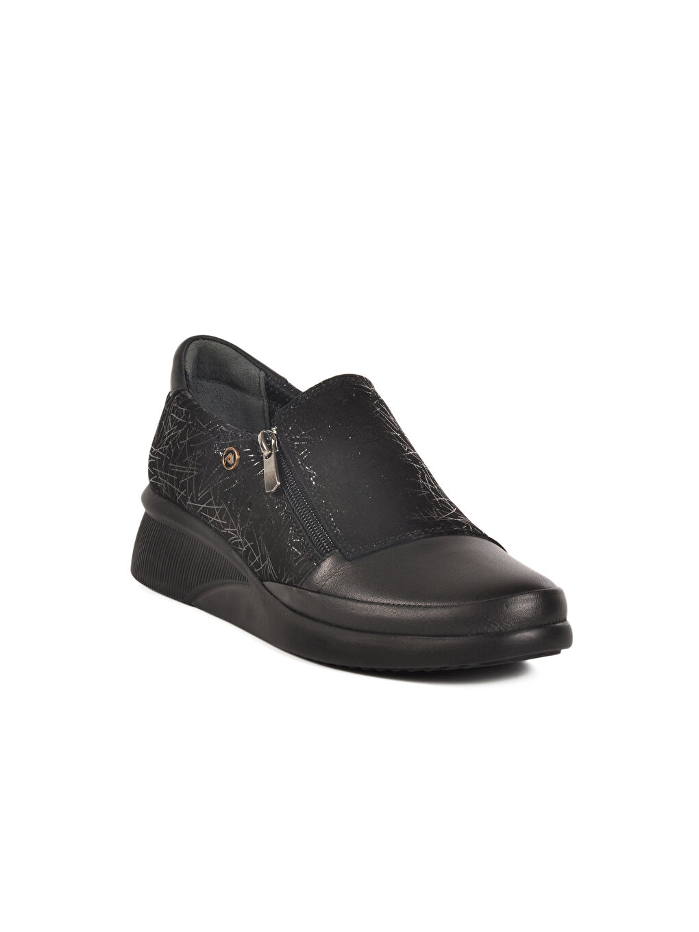 Siyah Hakiki Deri Ortopedik Kadın Casual Ayakkabı 3515 Z-2