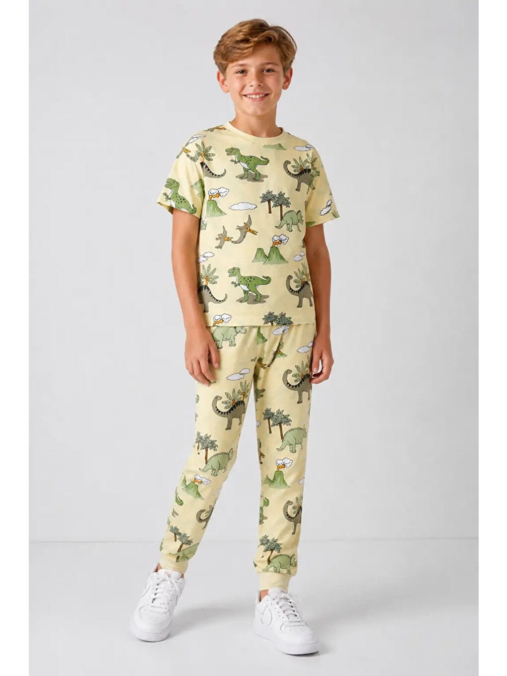 Yeşil Desenli Erkek Çocuk Pijama Takımı 91101-3
