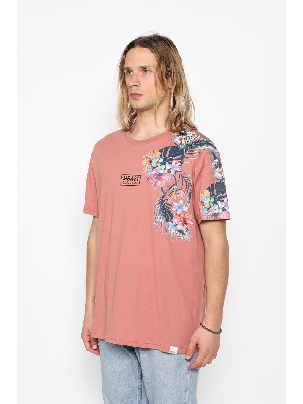 Pembe Mach1331 Flower Erkek  Tişört
