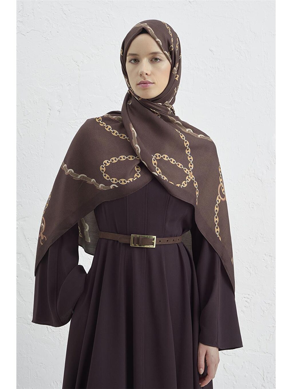 Kahverengi İpek Zincir Şal 2 10