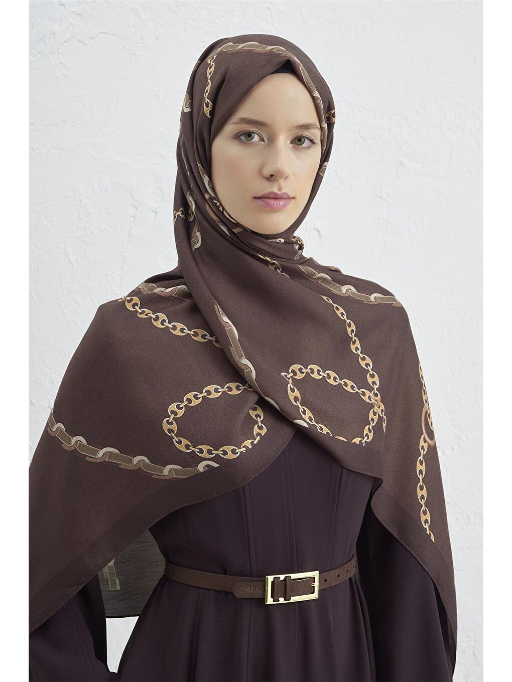 Kahverengi İpek Zincir Şal 2 10-3