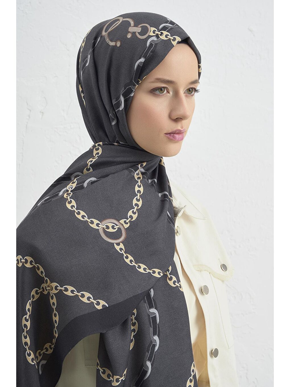 Gri İpek Zincir Şal 2 16-2