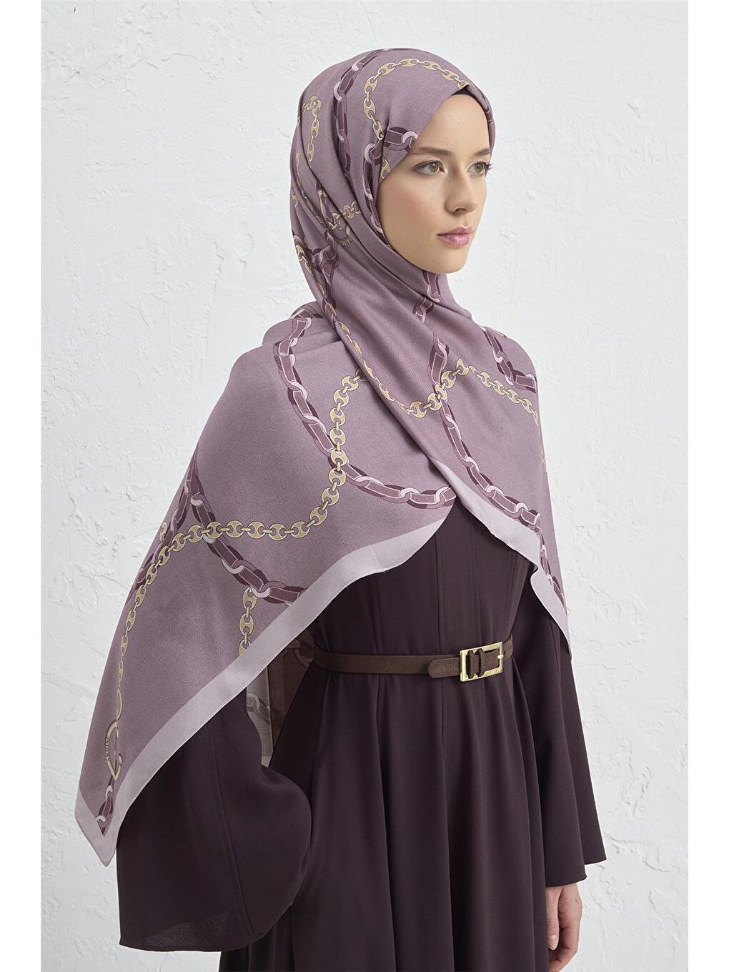 Mor İpek Zincir Şal 2 07-3
