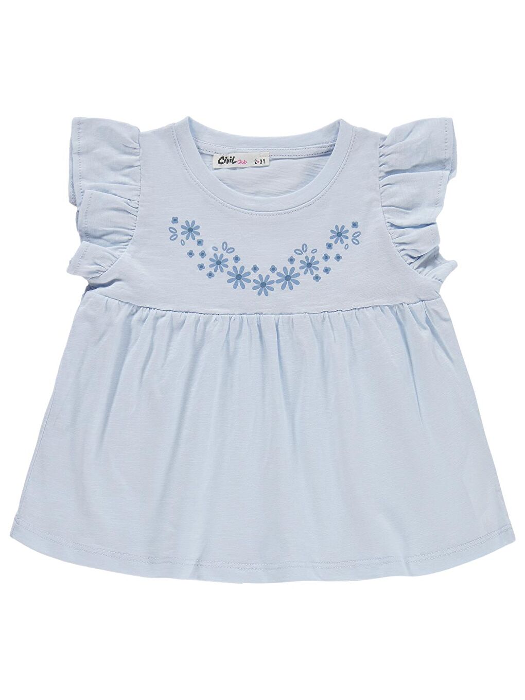 Girls Çiçek Baskılı 2-5 Yaş Takım - Mavi-1