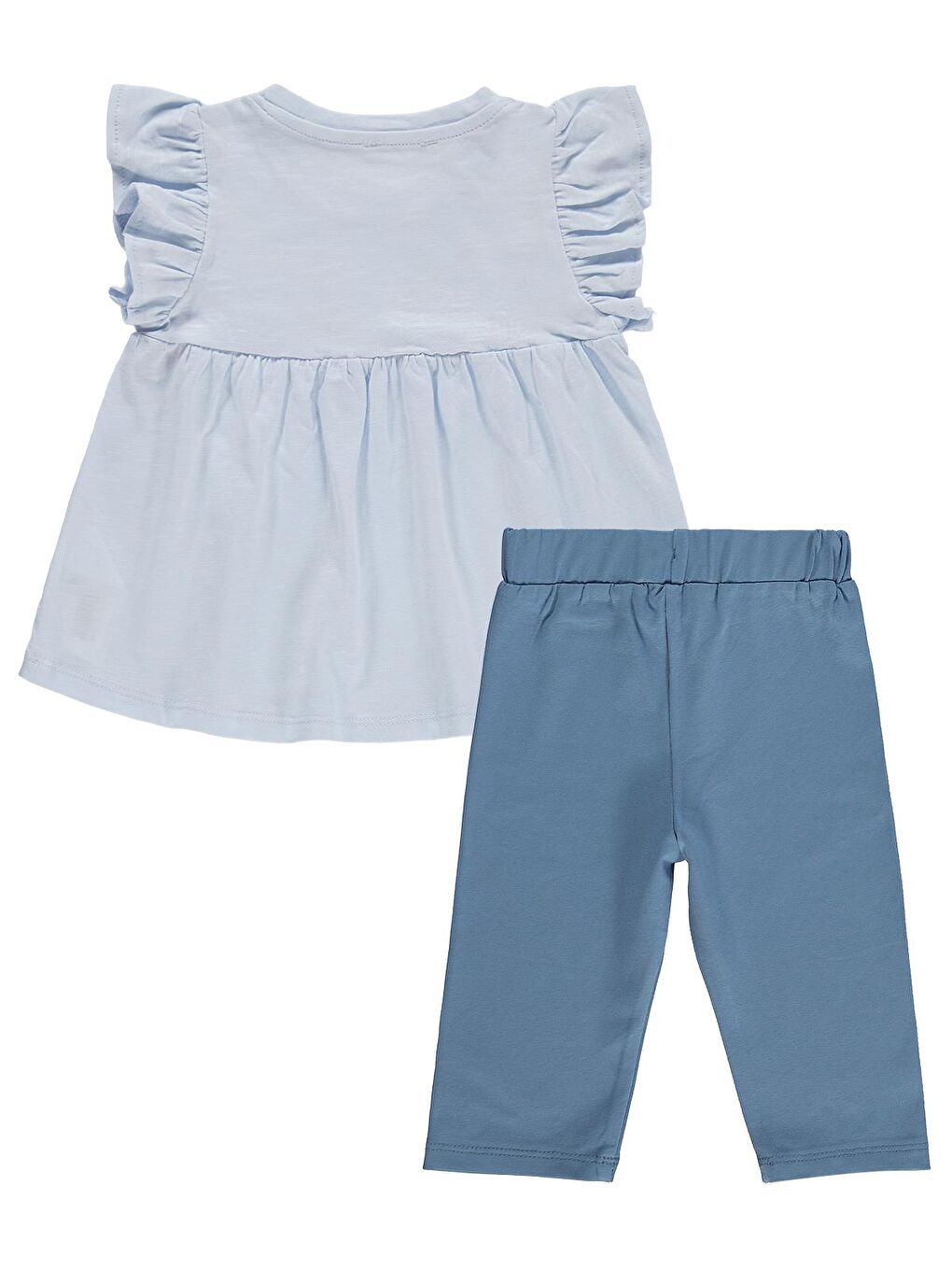 Girls Çiçek Baskılı 2-5 Yaş Takım - Mavi-2