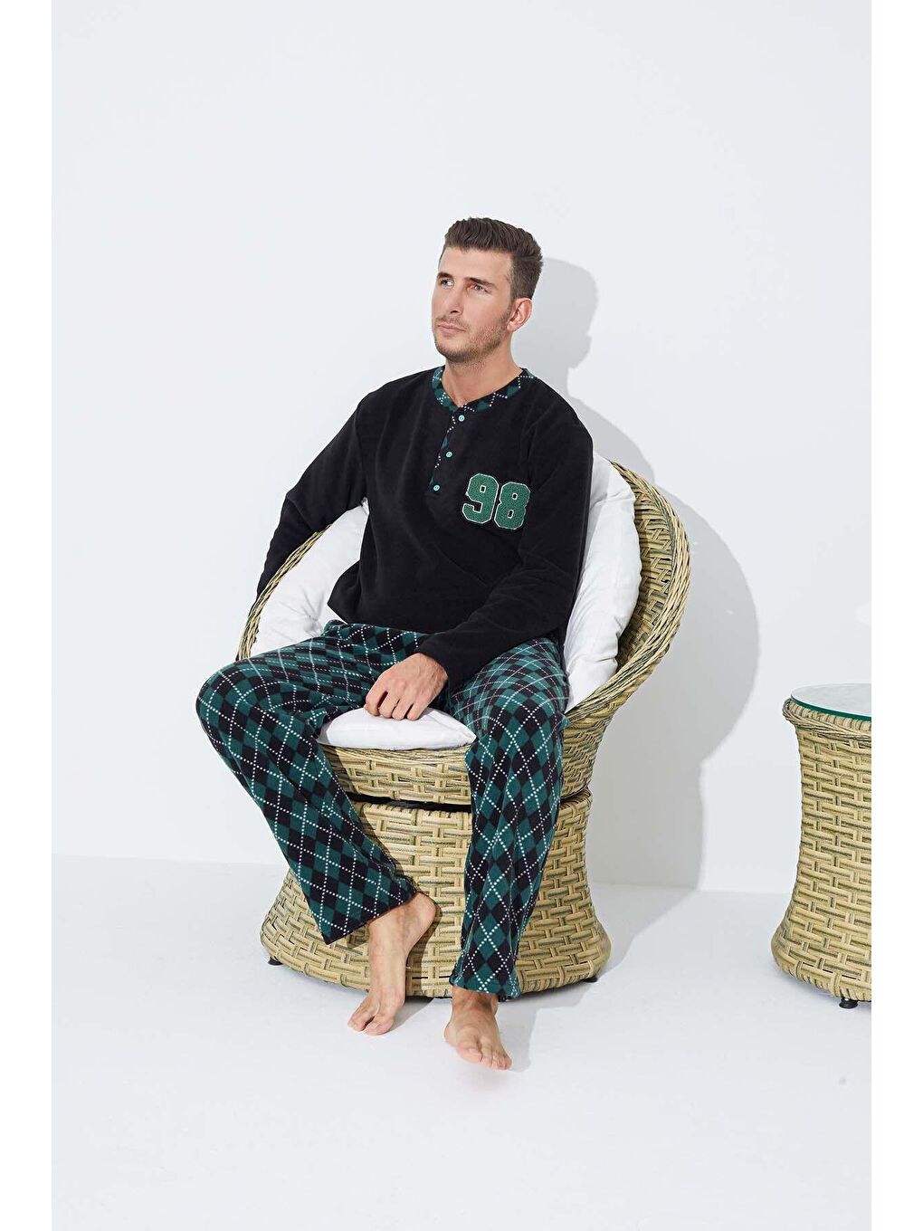 Siyah Polar Pijama Takim 8856 -16