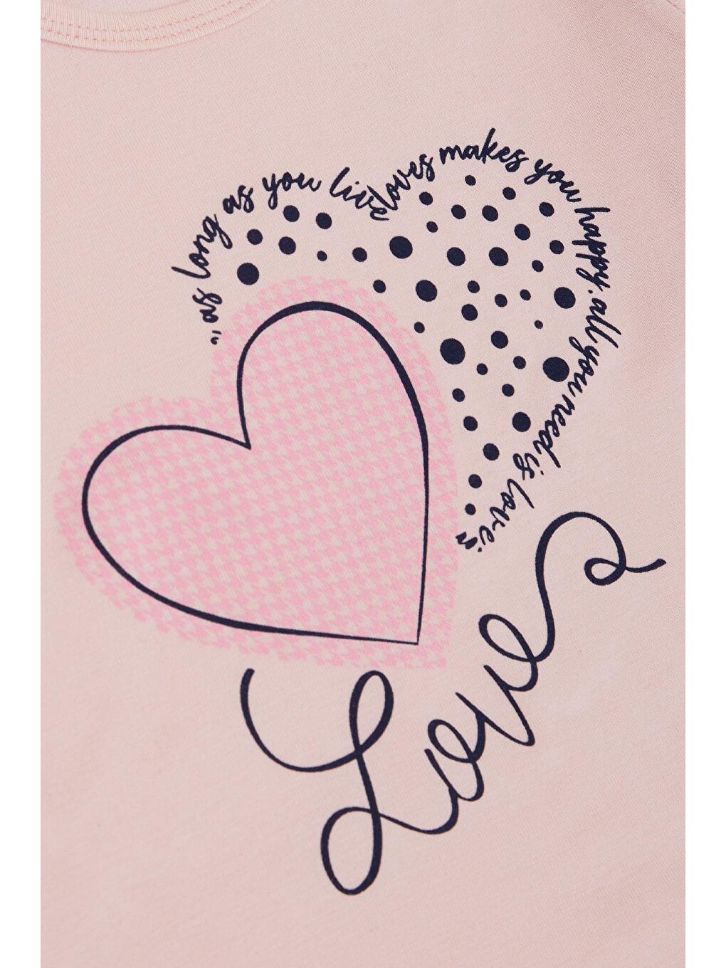 Kız Çocuk Uzun Kollu Tişört Kazayağı Puantiyeli Kalp Baskılı Yazılı Pembe (3-6 Yaş)-3