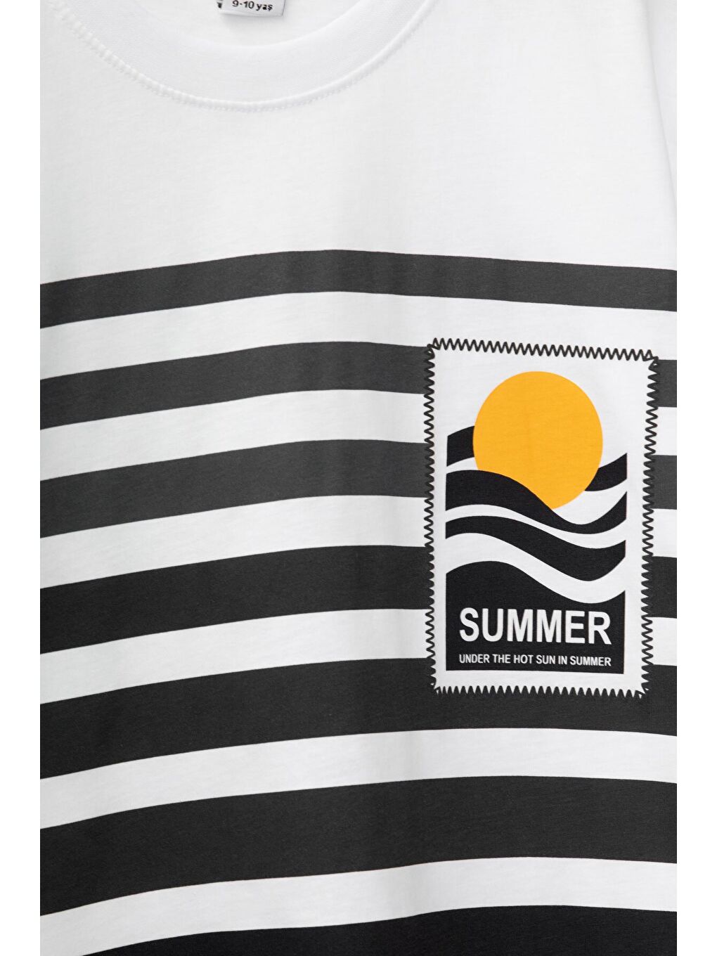 Siyah Çizgi Desenli Summer Baskı Erkek Çocuk Şortlu Tişörtlü Takım 23783-3