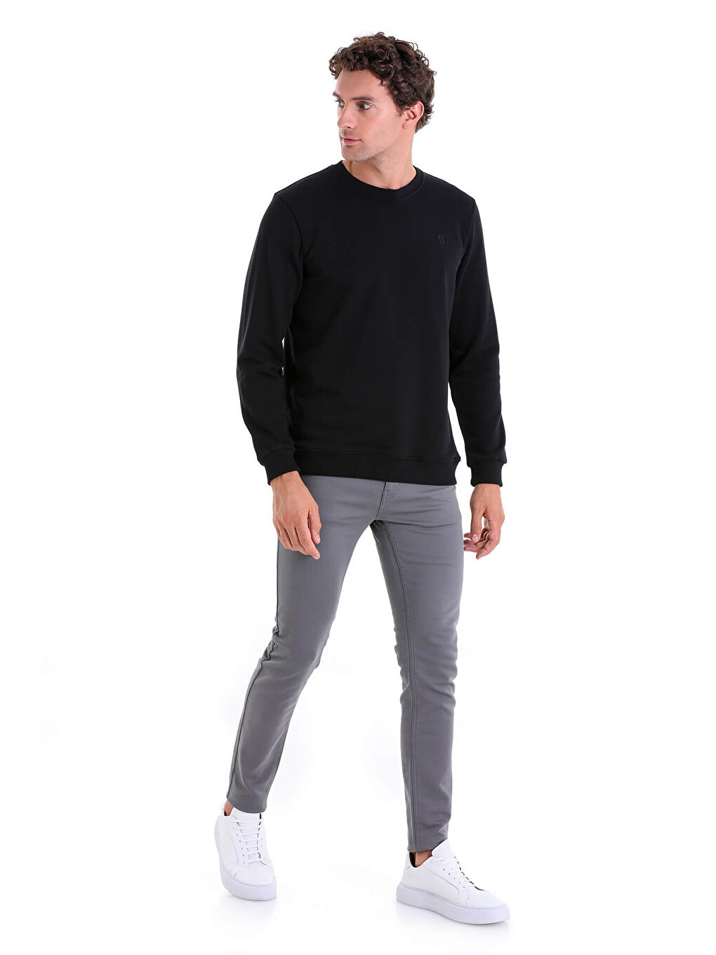 Hatemoğlu Siyah Regular Fit Düz Pamuklu Bisiklet Yaka Sweatshirt - 3