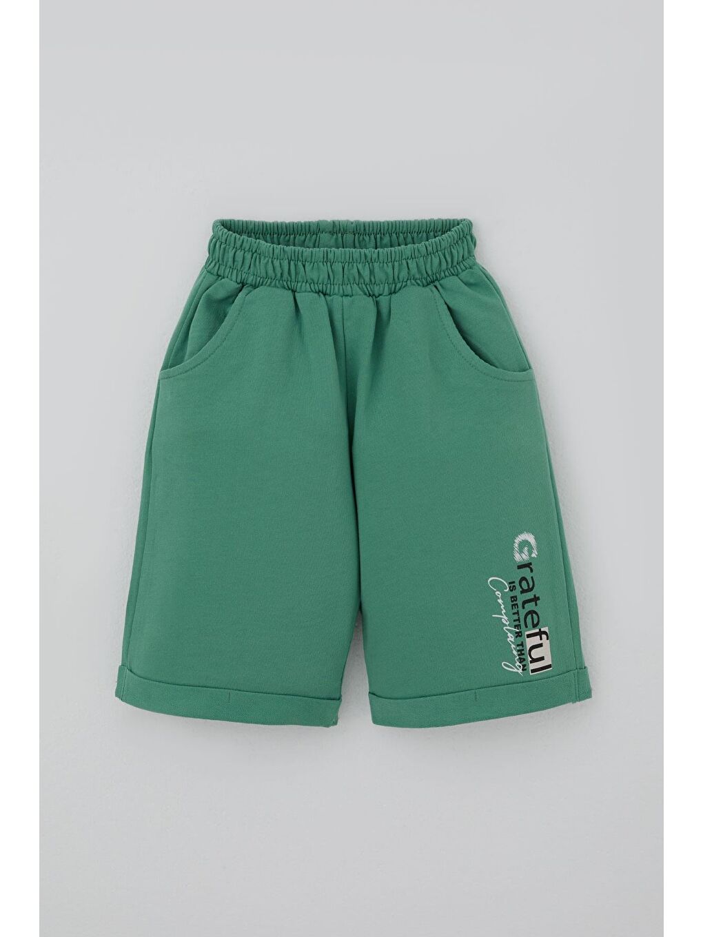 Erkek Çocuk Şortlu Takım Yazı Baskılı Bej (3-7 Yaş)-2