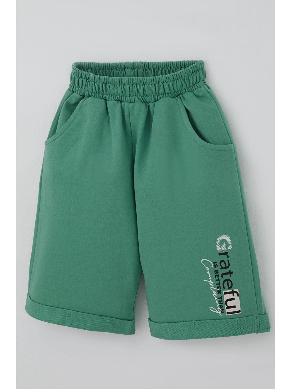 Erkek Çocuk Şortlu Takım Yazı Baskılı Bej (3-7 Yaş)-6