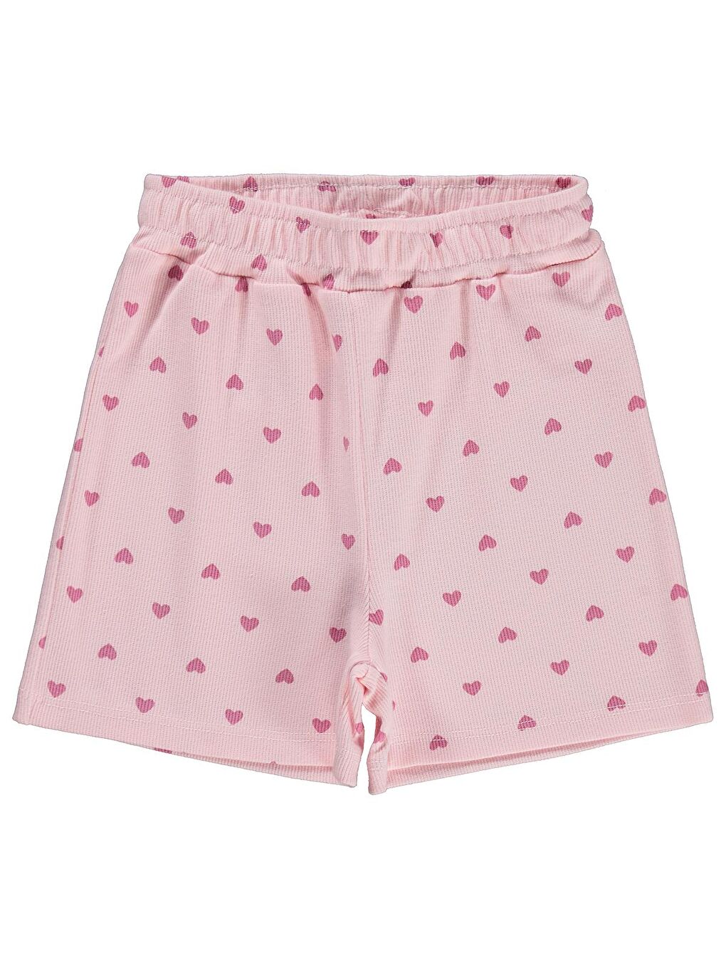 Pembe Girls Kalp Baskılı 6-9 Yaş Şort - Pudra