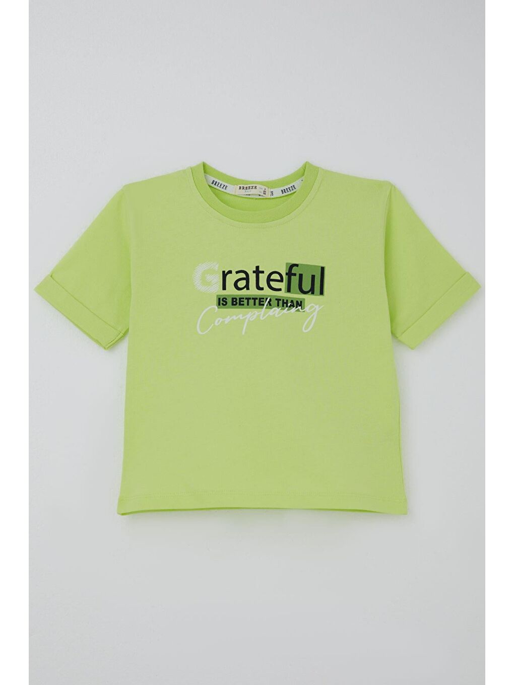 Erkek Çocuk Şortlu Takım Yazı Baskılı Fıstık Yeşili (3-7 Yaş)-1