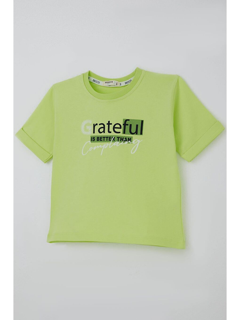 Erkek Çocuk Şortlu Takım Yazı Baskılı Fıstık Yeşili (3-7 Yaş)-5