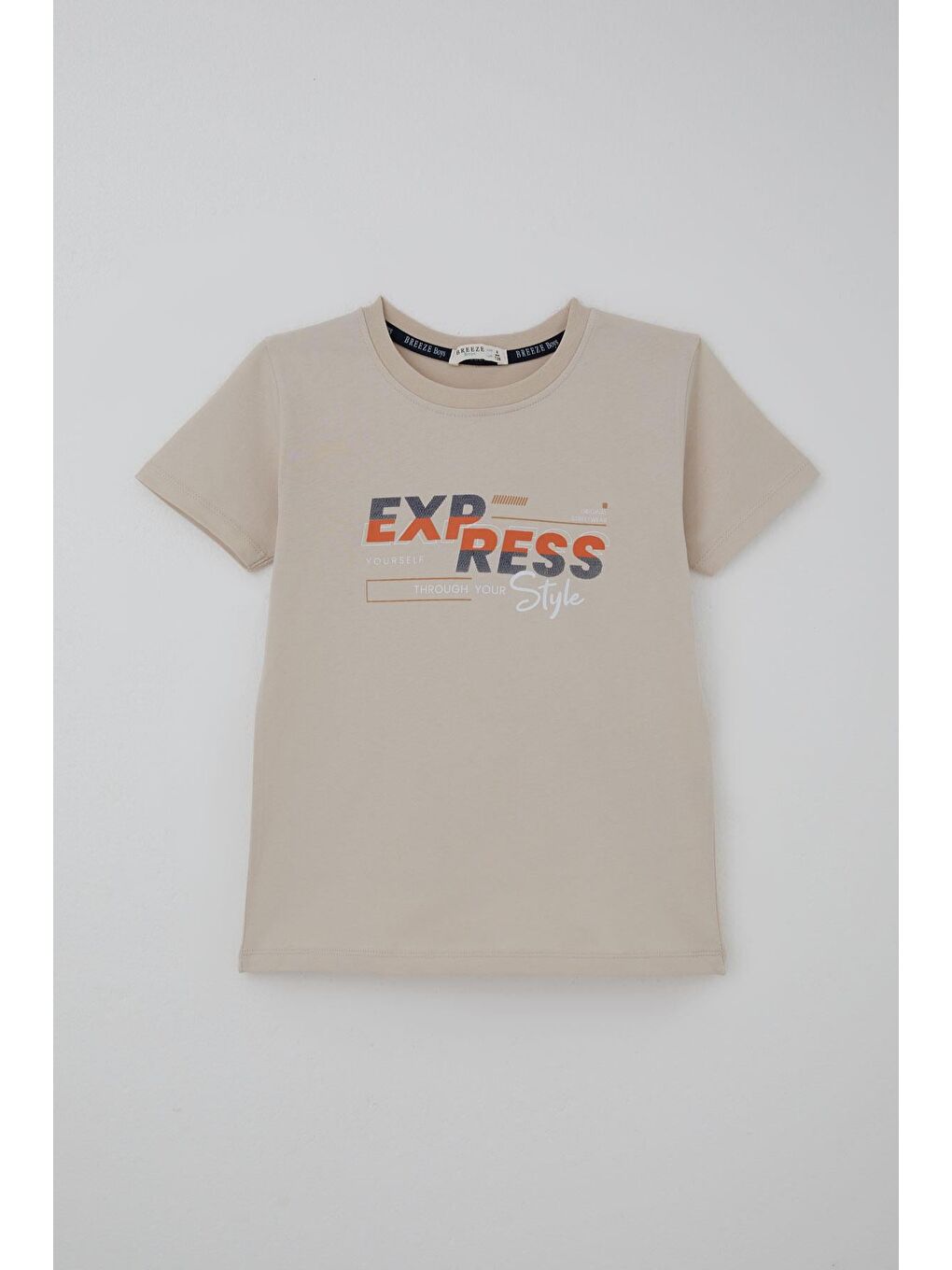 Erkek Çocuk Şortlu Takım Yazı Baskılı Bağcık Aksesuarlı Cepli Bej (8-14 Yaş)-1