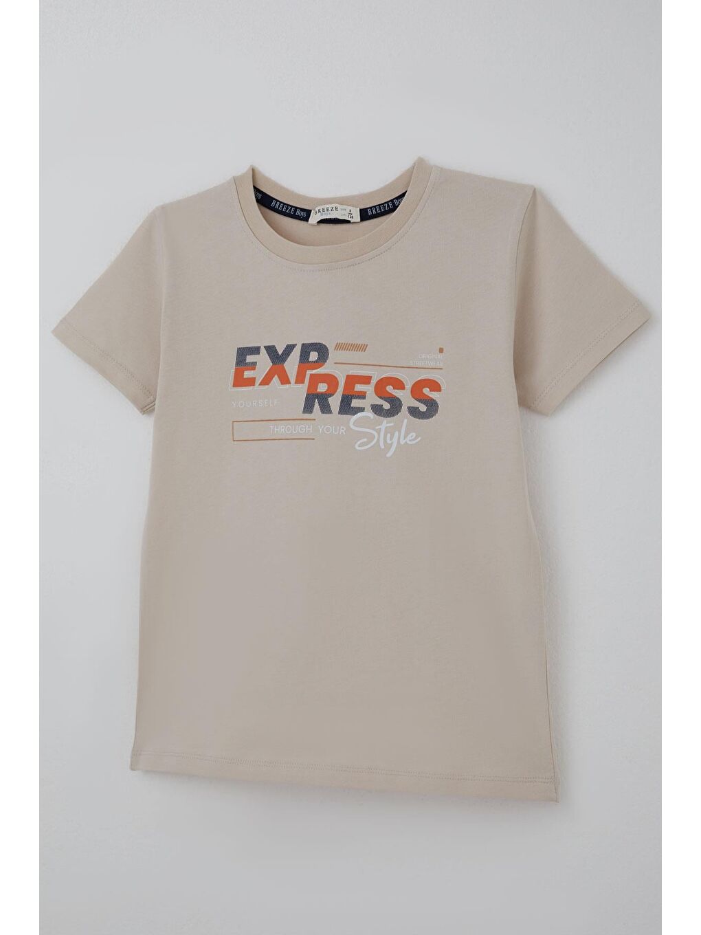 Erkek Çocuk Şortlu Takım Yazı Baskılı Bağcık Aksesuarlı Cepli Bej (8-14 Yaş)-5