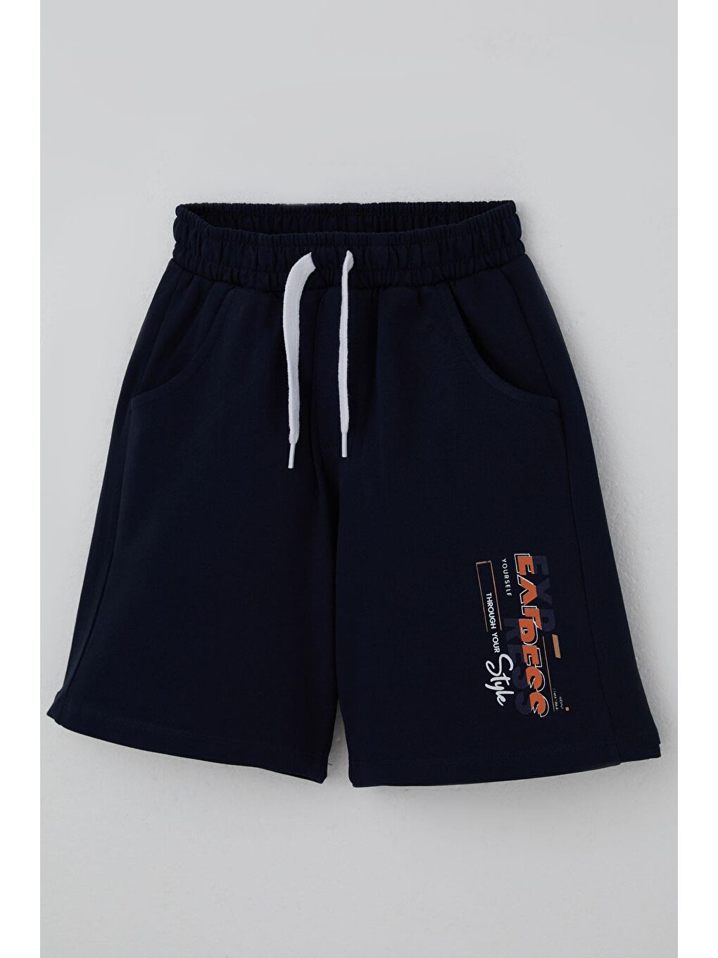 Erkek Çocuk Şortlu Takım Yazı Baskılı Bağcık Aksesuarlı Cepli Bej (8-14 Yaş)-6