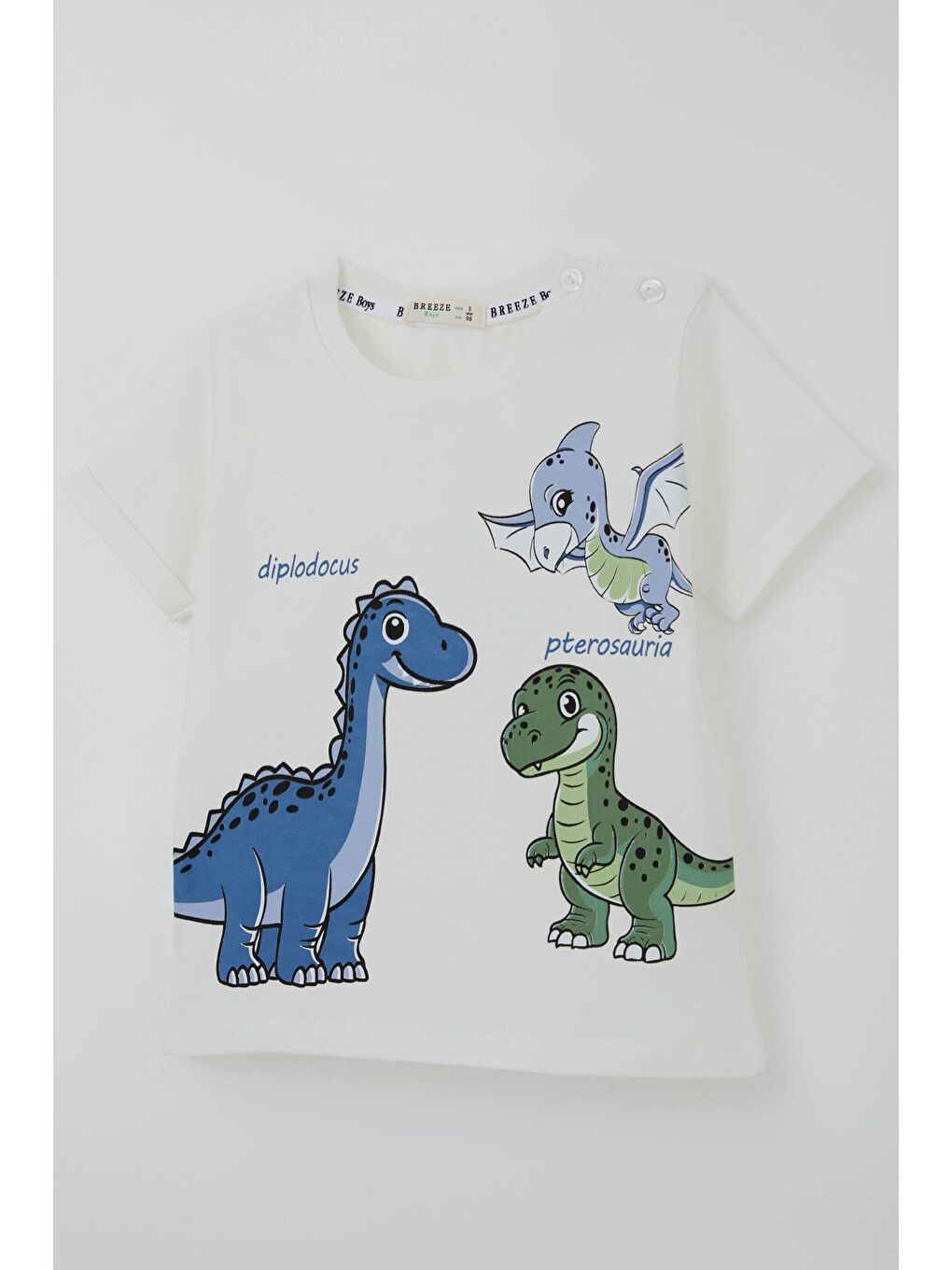 Erkek Çocuk Şortlu Takım Dinozor Macerası Ekru (1-4 Yaş)-5