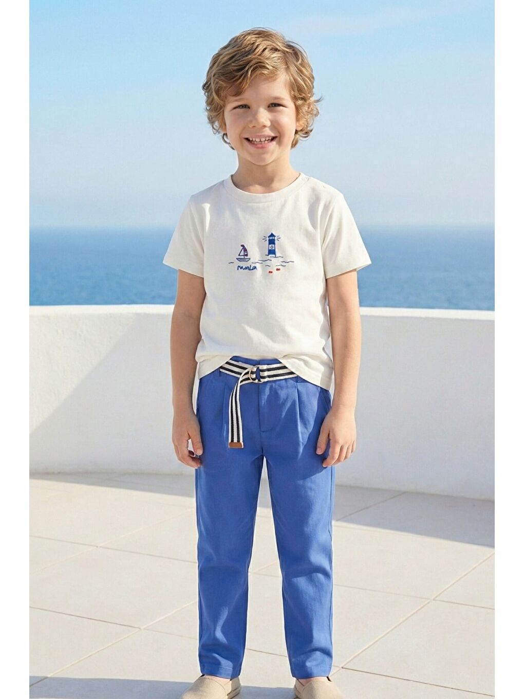 Erkek Çocuk Nakışlı T-Shirt  - Ekru-1