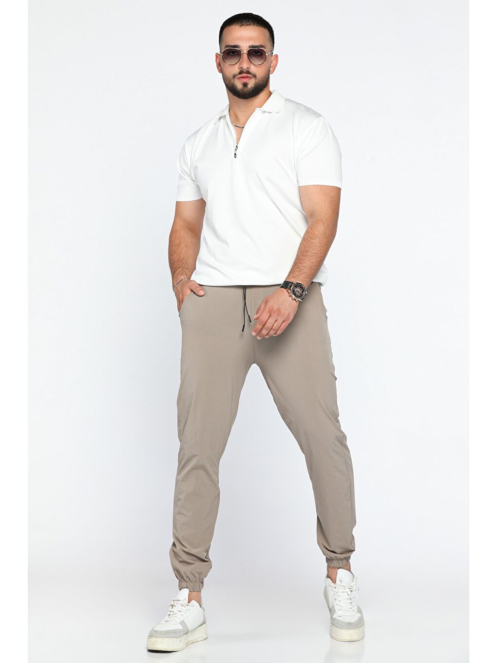 Mishar İtalia Bej Paraşüt Elastanlı Slim Fit Jogger Pantolon - 1