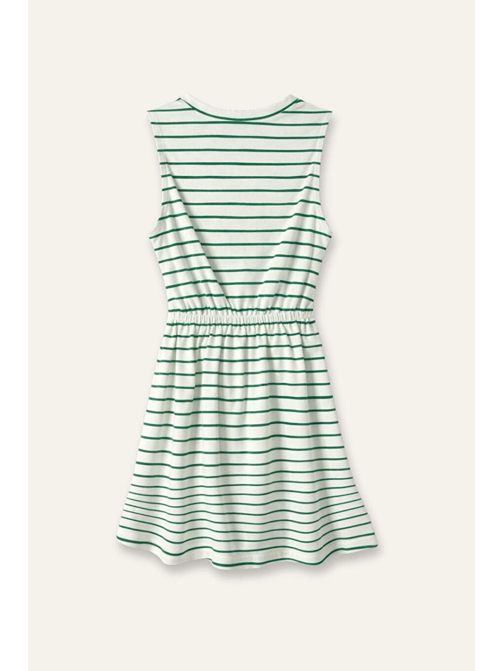 Kız Çocuk Çizgili Örme Elbise  - Yeşil-3