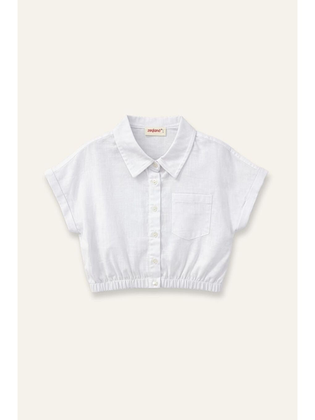 Kız Çocuk Cep Detaylı Gömlek  - Beyaz