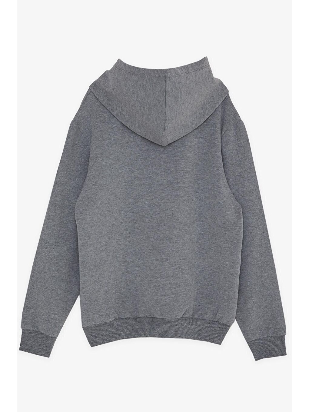 Erkek Çocuk Sweatshirt Yazı Baskılı Armalı Kanguru Cepli Koyu Gri Melanj (8-14 Yaş)-5