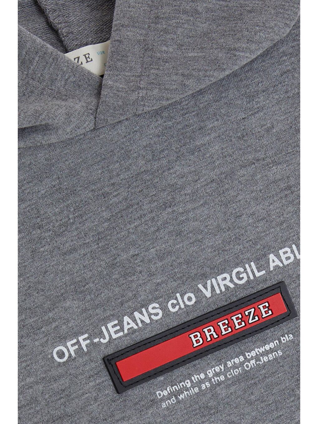 Erkek Çocuk Sweatshirt Yazı Baskılı Armalı Kanguru Cepli Koyu Gri Melanj (8-14 Yaş)-6