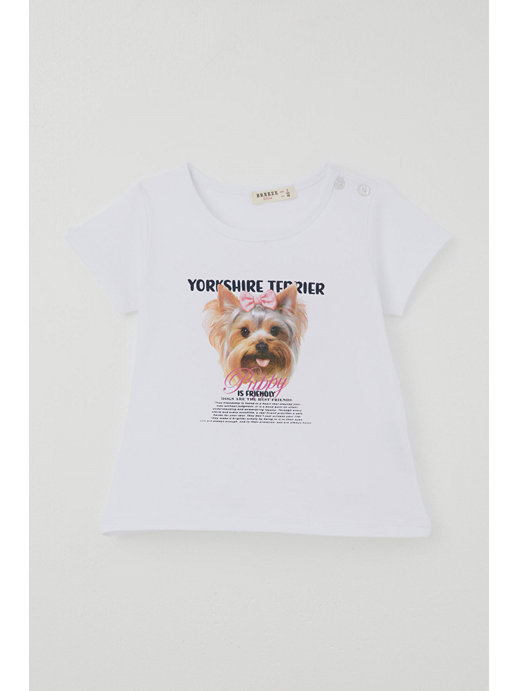 Kız Çocuk Kapri Taytlı Takım Sevimli Köpekçik Baskılı Fiyonklu Beyaz (1.5-5 Yaş)-1