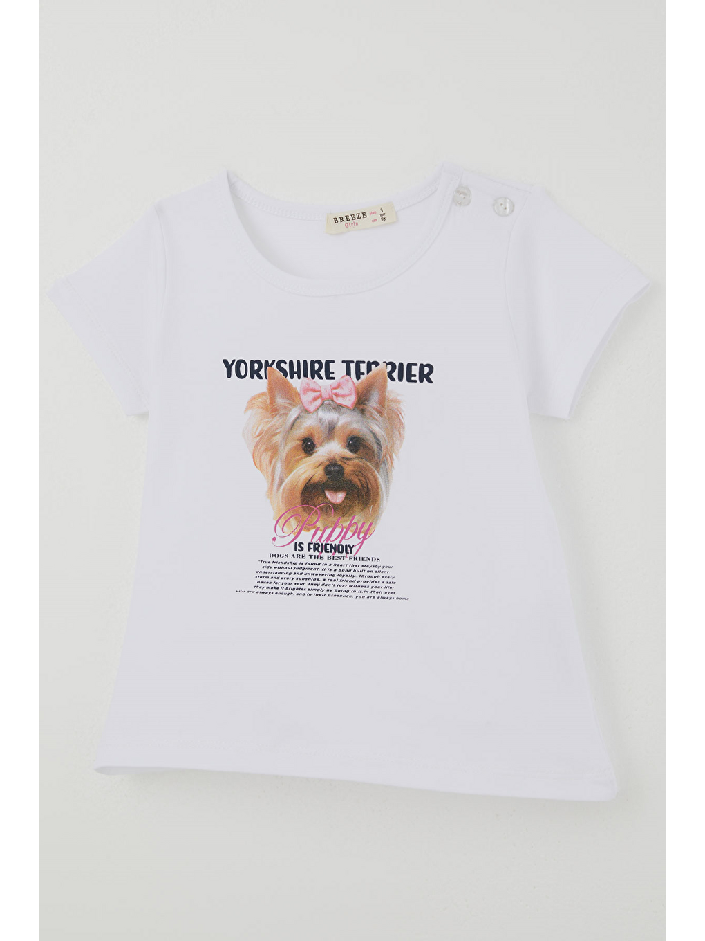 Kız Çocuk Kapri Taytlı Takım Sevimli Köpekçik Baskılı Fiyonklu Beyaz (1.5-5 Yaş)-5