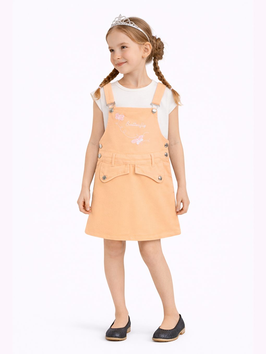 Pembe Somon Gabardin Kız Çocuk Tulum-2