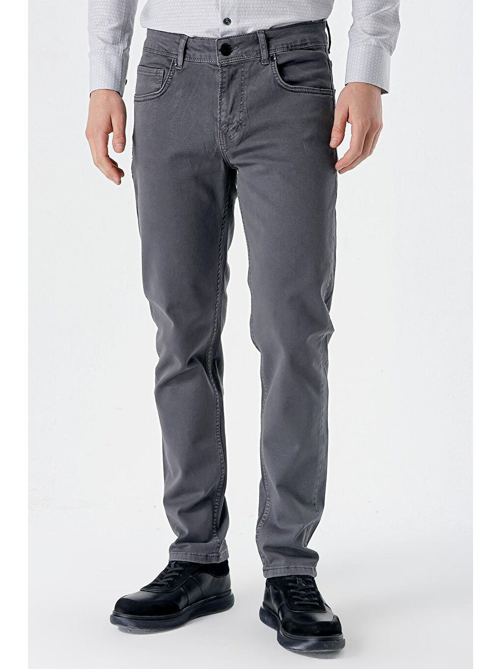 Gri Füme Pamuklu 5 Cep Casual Slim Fit 5 Cep Pantolon 1003235317