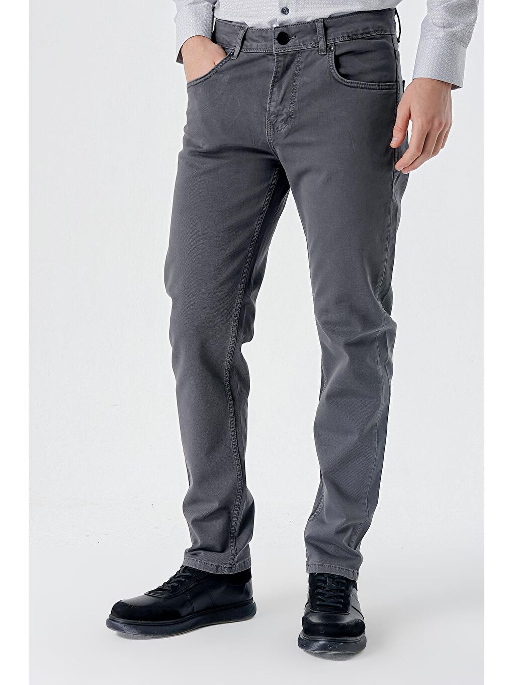 Gri Füme Pamuklu 5 Cep Casual Slim Fit 5 Cep Pantolon 1003235317-2