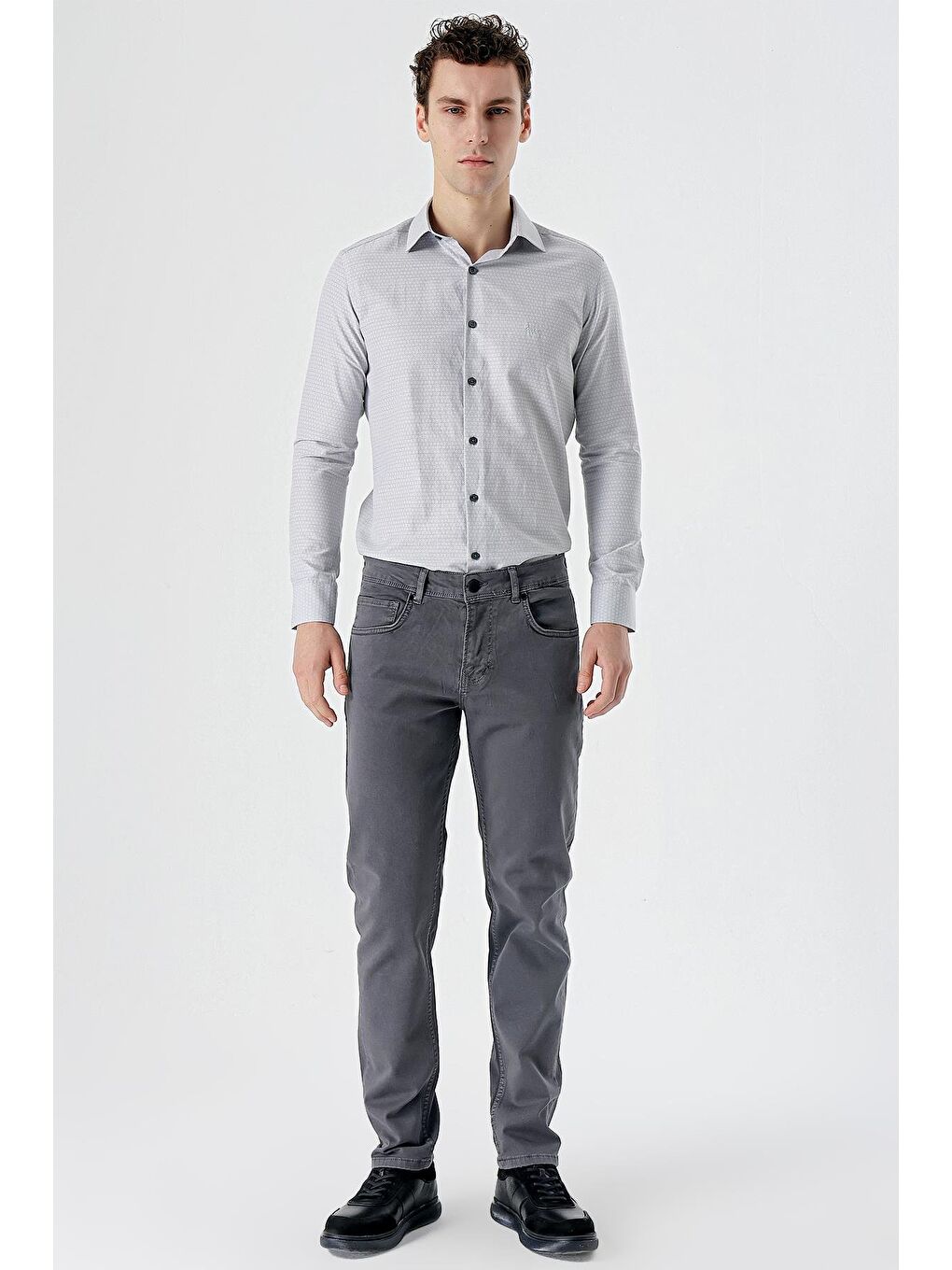 Gri Füme Pamuklu 5 Cep Casual Slim Fit 5 Cep Pantolon 1003235317-3