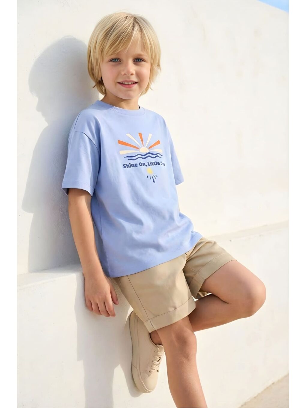 Erkek Çocuk Baskılı T-Shirt  - Mavi-1