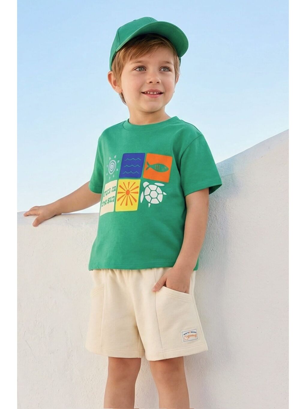 Erkek Çocuk Baskılı T-Shirt  - Yeşil