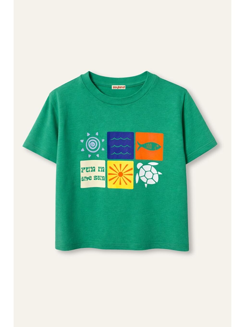 Erkek Çocuk Baskılı T-Shirt  - Yeşil-1