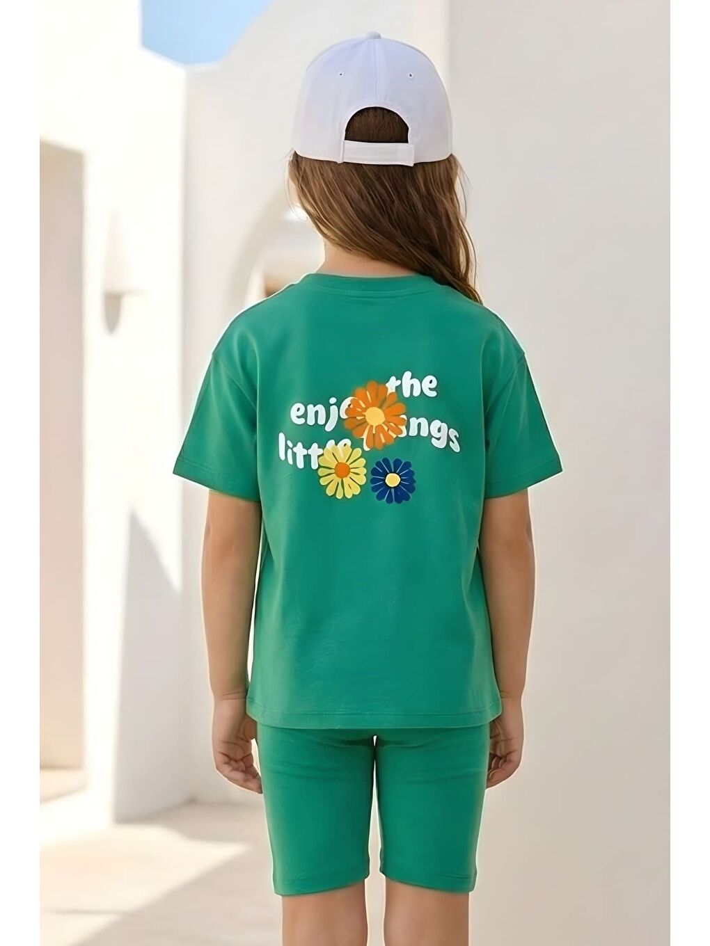 Kız Çocuk Baskılı T-Shirt Ve Tayt Takım  - Yeşil-1