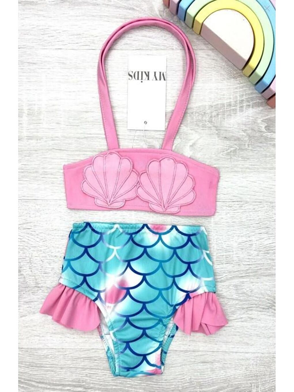 Karışık Kız Çocuk Deniz Kabuğu Desenli Bikini Takımı 2802