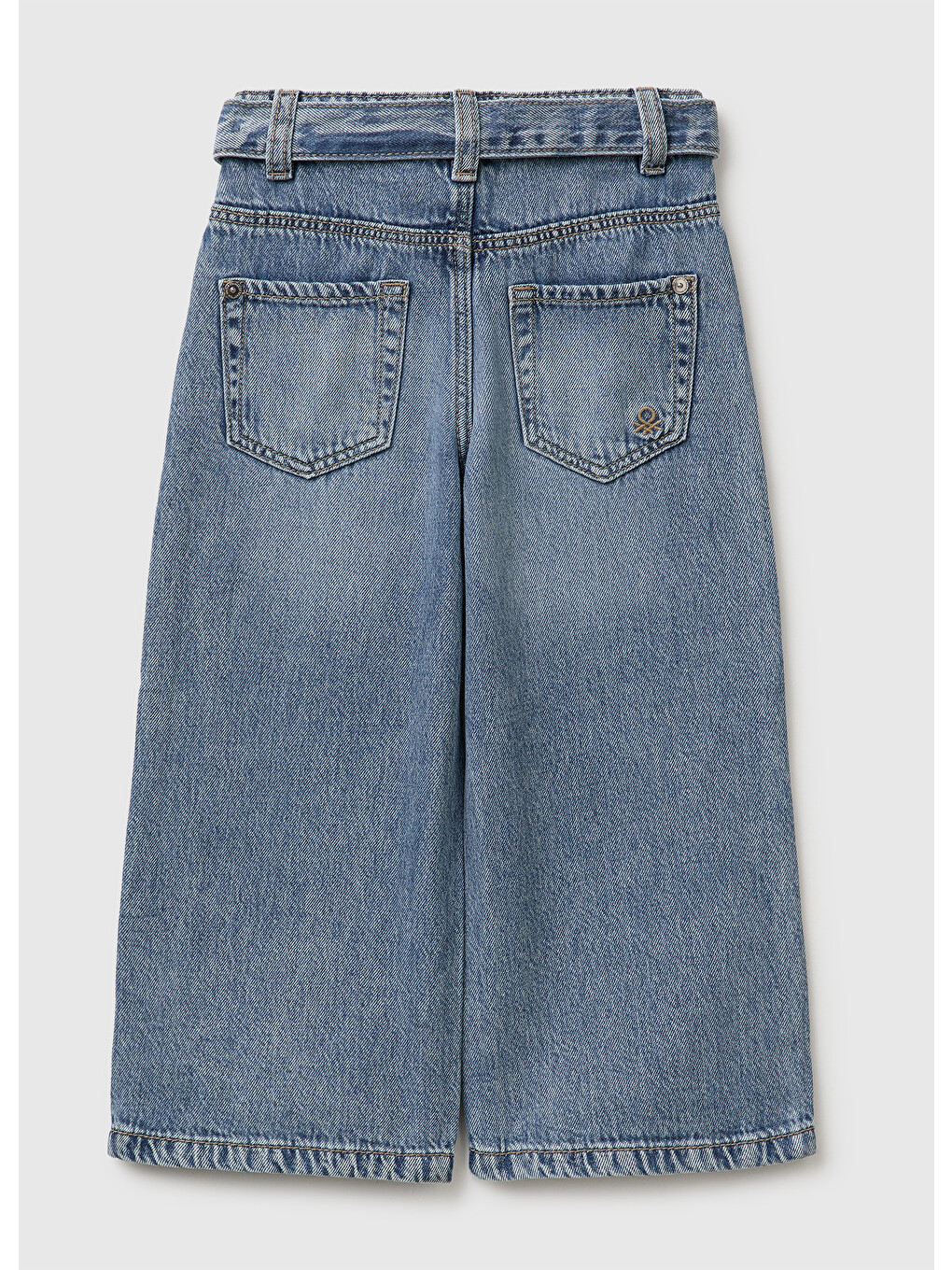 Mavi Kız Bebek Açık Denim Bol Paça Denim Düğmeli Kemerli Pantolon-1