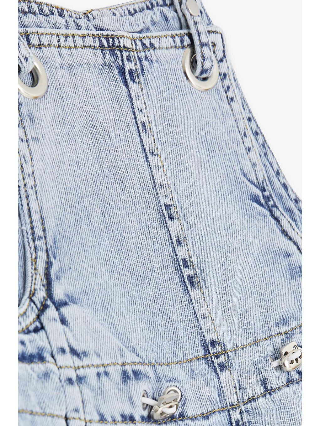 Kız Çocuk Jean Salopet Tulum Geniş Paça Çıtçıtlı Açık Mavi-6