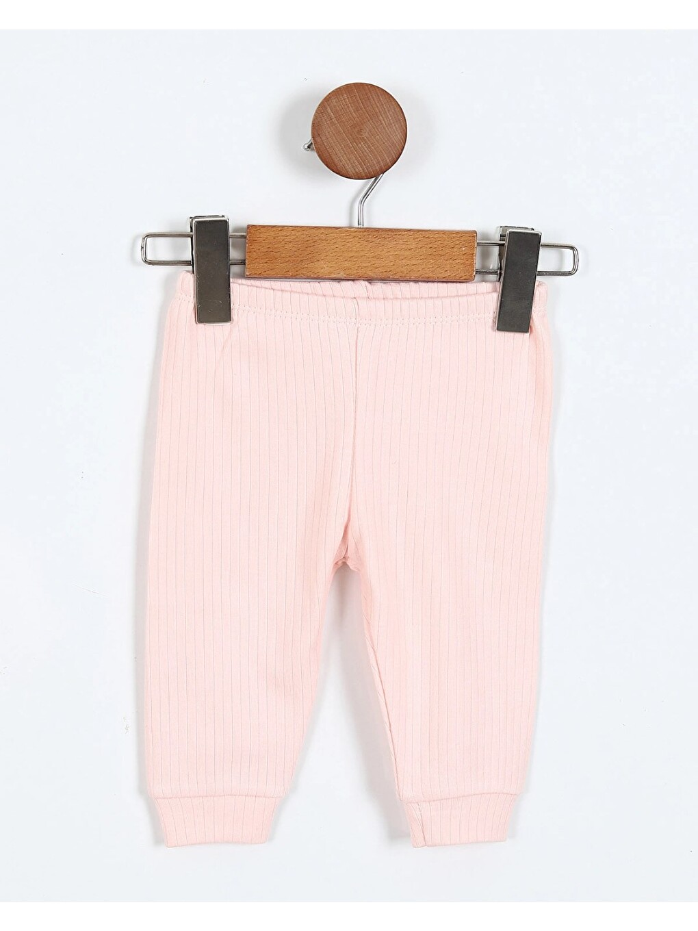 Pembe Çıtçıtlı %100 Pamuk Yenidoğan Fitilli Alt Üst Pijama Takım-1