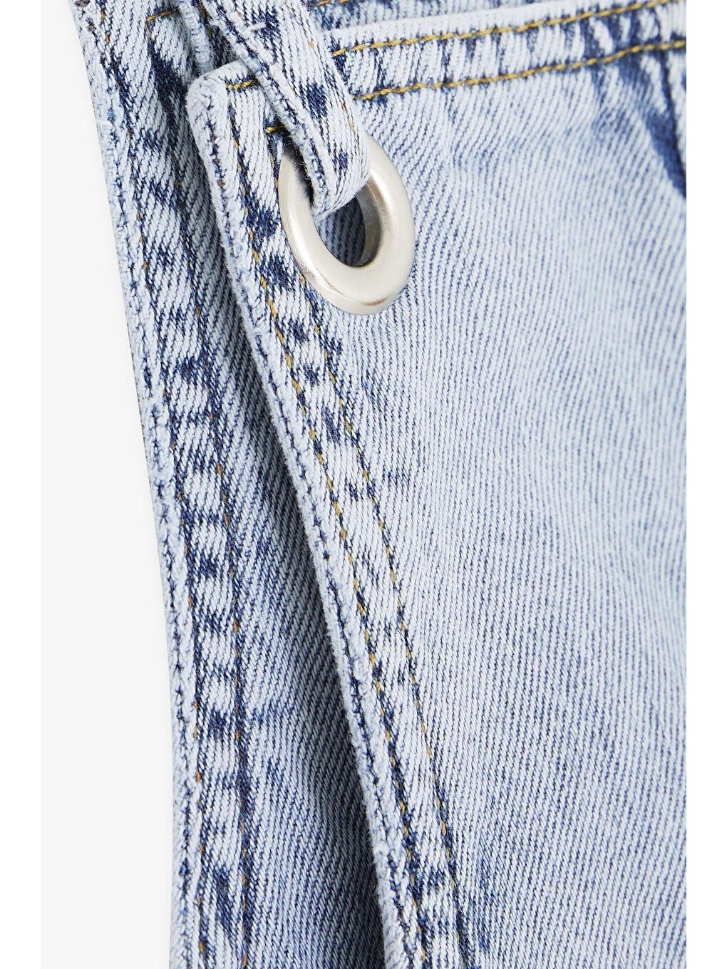 Kız Çocuk Jean Salopet Tulum Geniş Paça Çıtçıtlı Açık Mavi-8