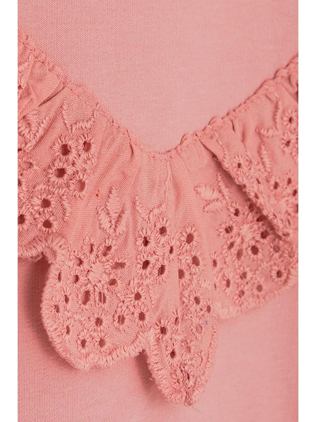 Pembe Kız Çocuk Taytlı Takım Güpürlü Gülkurusu (3-8 Yaş)-5