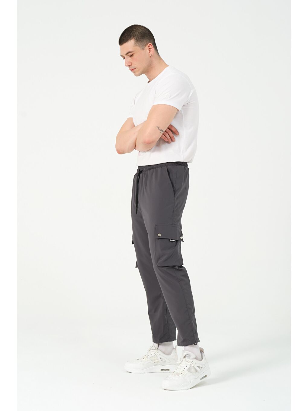 Stilkombin Füme Paraşüt Kumaş Çıtçıtlı Yan Cepli Kargo/Jogger Pantolon Alt BL 2082-70085 - 2