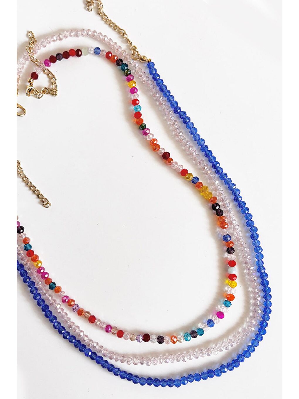 Mavi Kristal Kadın Kolye 3 'lü Set-2