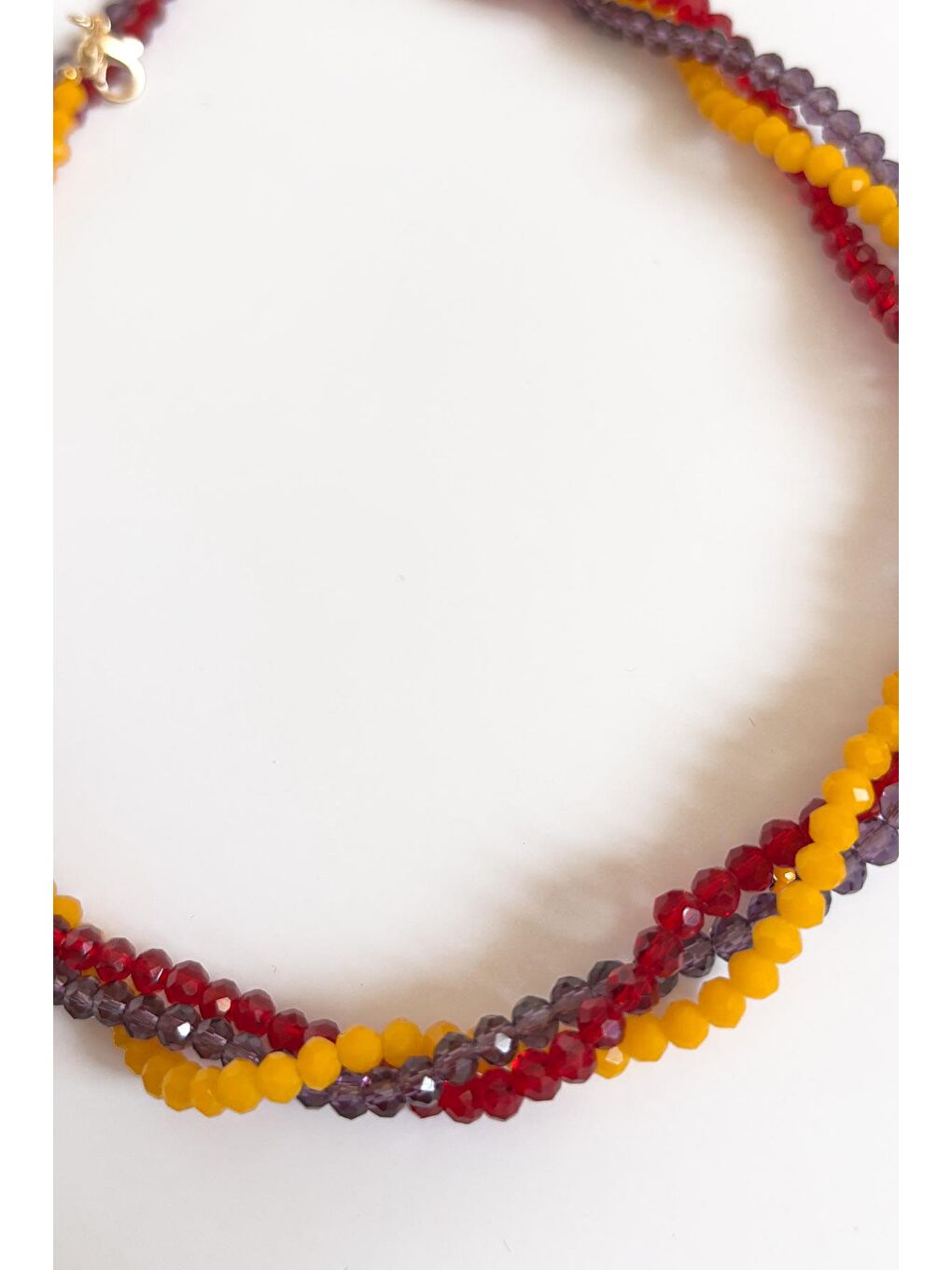 Sarı Kristal Kadın Kolye 3 'lü Set-1