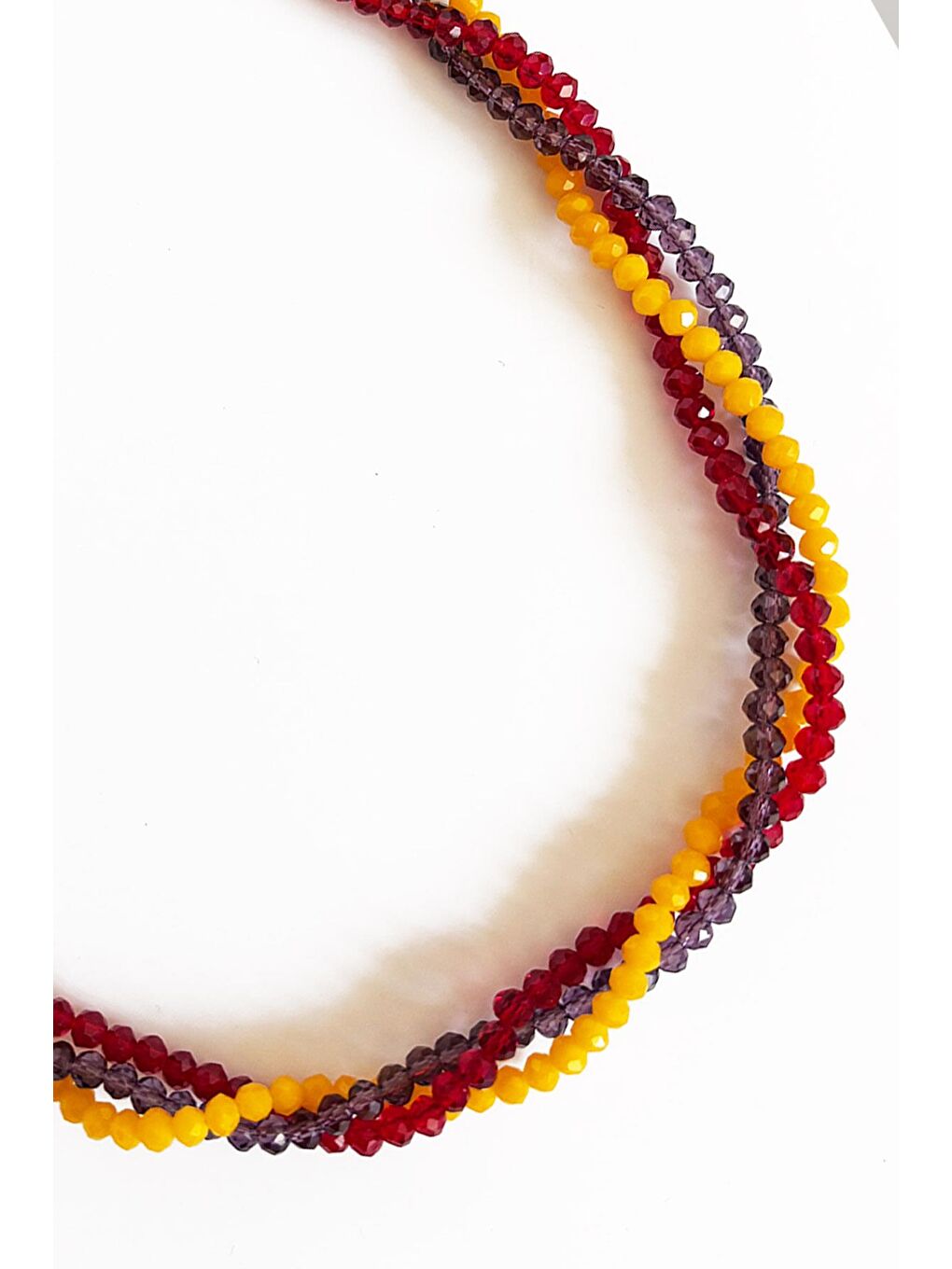 Sarı Kristal Kadın Kolye 3 'lü Set-2