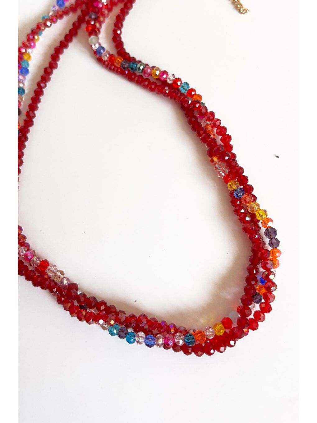 Kırmızı Kristal Kadın Kolye 3 'lü Set-2