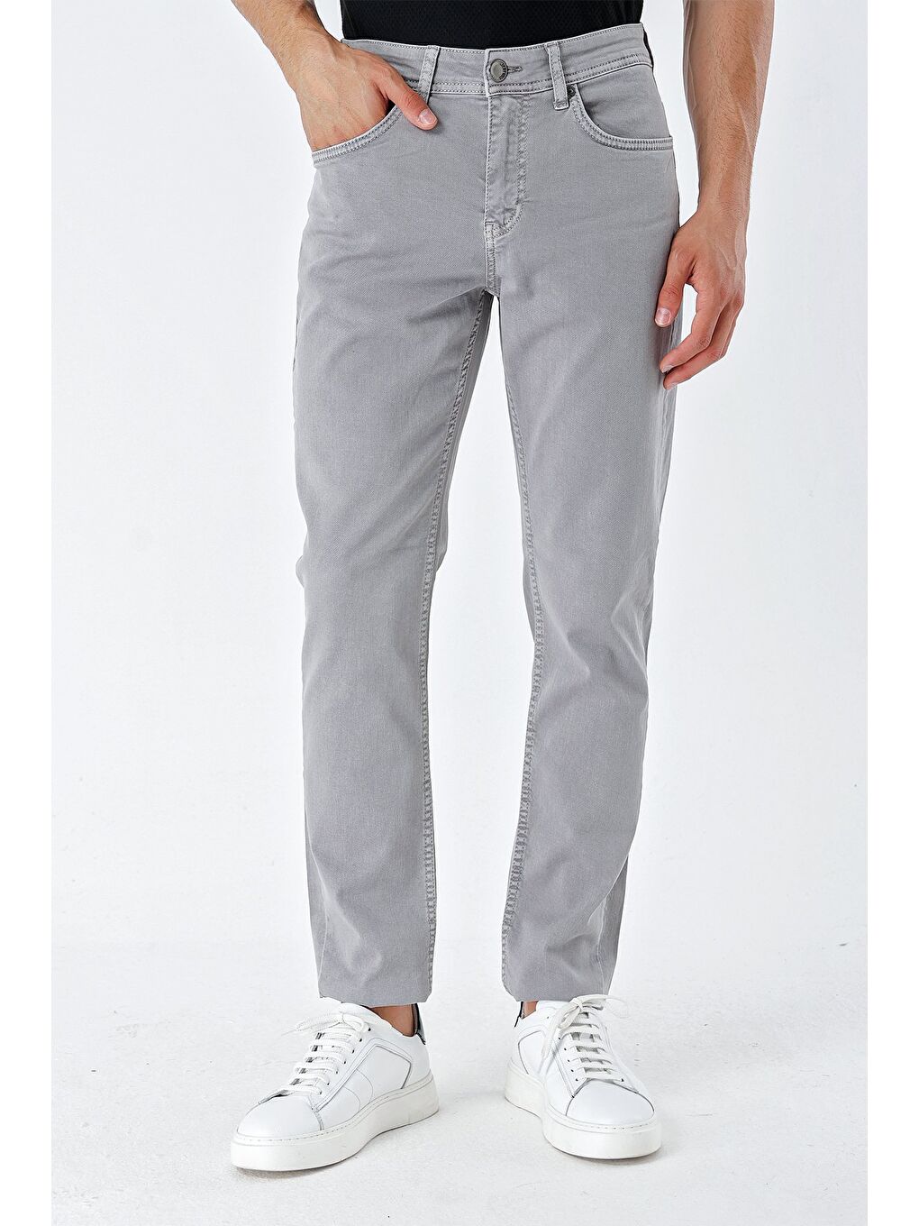 Gri Pamuklu 5 Cep Casual Slim Fit 5 Cep Jean Pantolon 1003235318